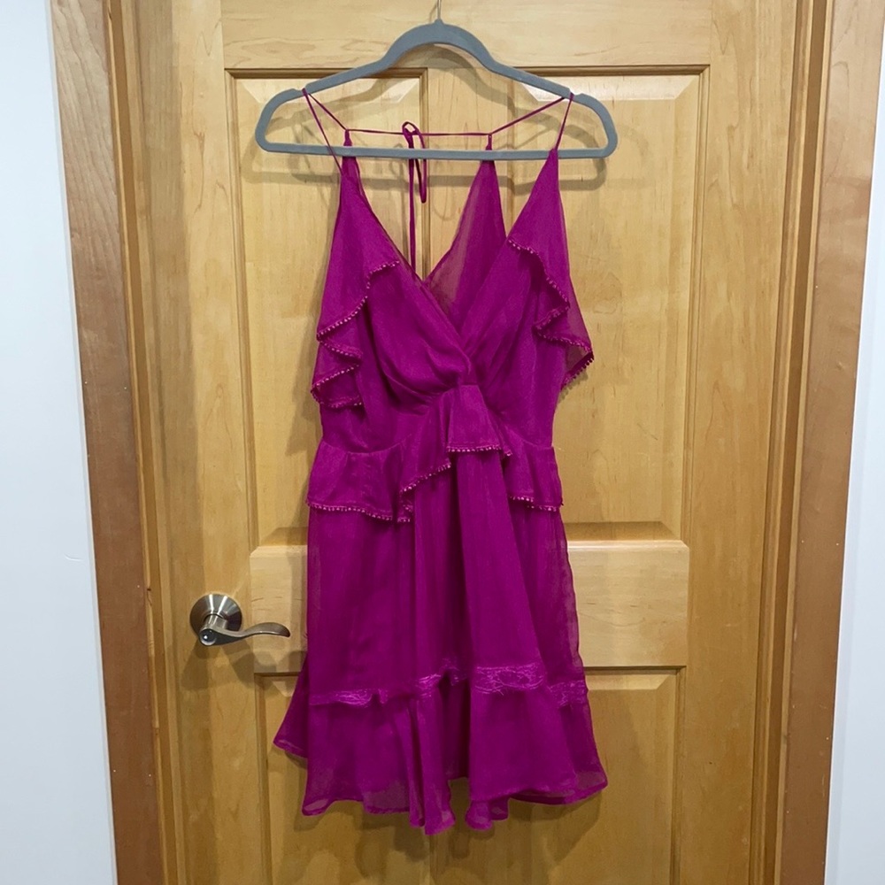 Adelyn Rae pink sleeveless ruffled cocktail dress
